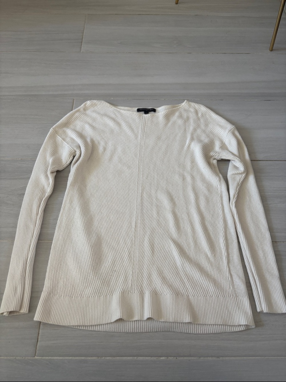 Banana Republic Cream Ribbed Scoop-Neck Sweater
